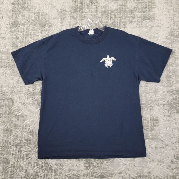 Vintage Sea Turtle Hawaii Shirt Mens Large Navy Blue Hawaiian Kauai Distressed - Picture 3 of 10